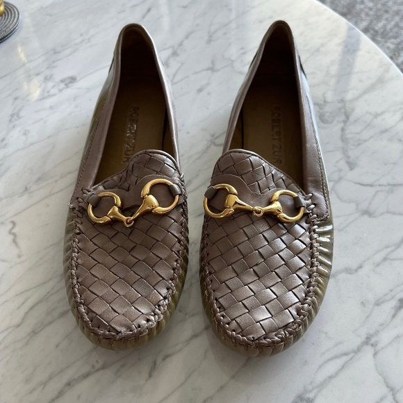 Robert Zur Shoes - Robert Zur Perlata Driving Loafers, Taupe Patent and True Glove Combo, Size 9 AA